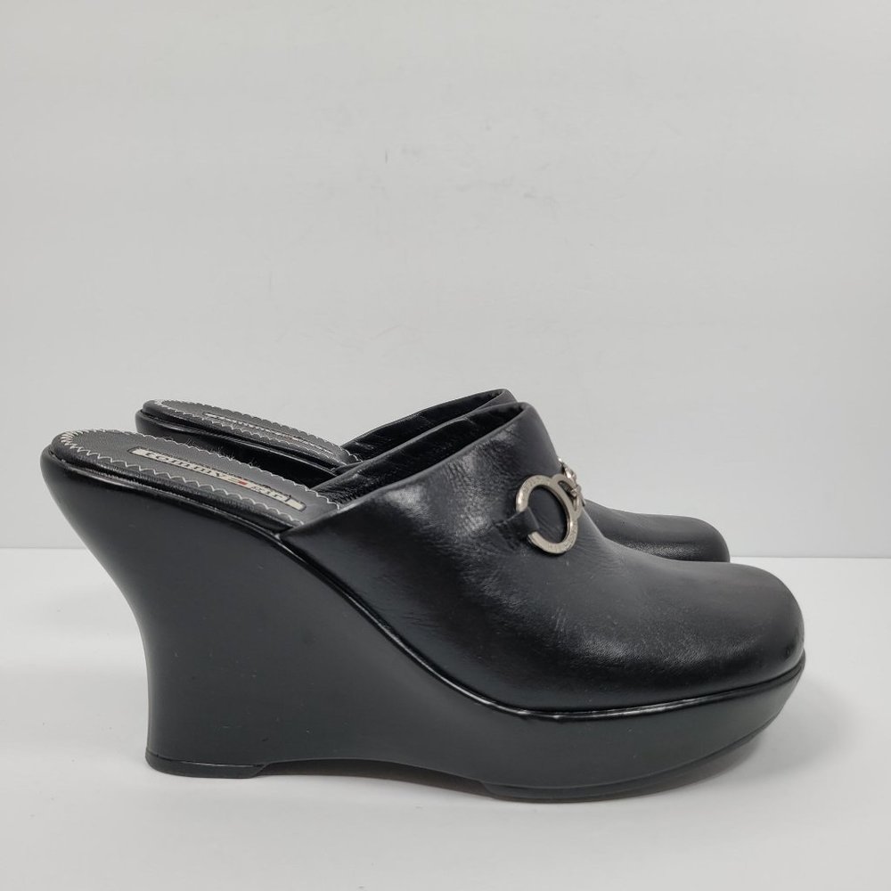 Tommy Hilfiger Women's Black Leather Wedges US Size 9.5